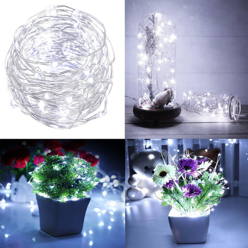 Fairy Lights CR2032 Battery Operated,6.6Ft/2Meter 20 LEDs Micro Silver Wire String Lights for Bedroom Christmas Party Wedding Decoration (Cool Whi...