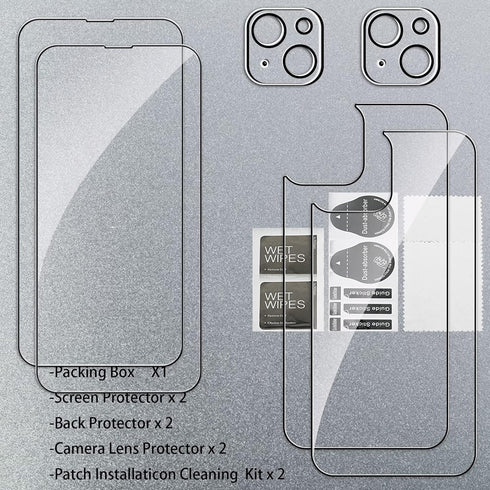 Screen Protector Compatible with iPhone 14 Plus 6.7 inch, 2 Pcs Front + 2 Pcs Back Protector + 2 Pcs Camera Lens Protector 9H Hardness Protective ...