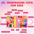 Toddler Busy Board for 1 Year Old + Busy Book for Toddlers 1-3 with 25+ Educational Activities, Airplane Travel Essentials for Kids (Pink)...
