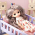 Baby Doll Crib, Wooden Baby Crib for Dolls, Doll House Furniture and Accessories Set, Small Baby Doll Crib Cradle, Baby Doll with Bed for Kids (Ba...