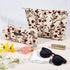 2Pcs Flower Makeup Bag Cute Floral Travel Cosmetic Bag Set for Women Girls Large Small Zipper Makeup Pouch for Purse Pencil Pouch Aesthetic Portab...