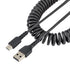 StarTech.com 3ft (1m) USB A to C Charging Cable, Coiled Heavy Duty Fast Charge & Sync USB-C Cable, USB 2.0 A to Type-C Cable, Rugged Aramid Fiber,...