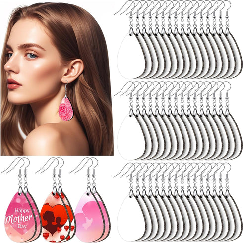 YGAOHF 1.8" Lightweight Wood Earrings Blanks, 16pcs White Teardrop, Unfinished, DIY Sublimation Earring Making...