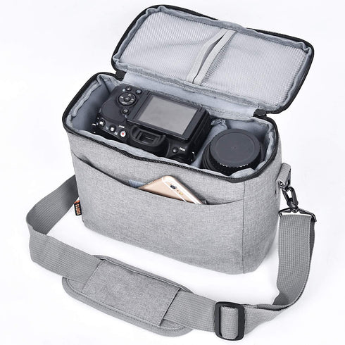 FOSOTO Camera Bag Case with Waterproof Rain Cover Compatible for Nikon D3500 D5600 D7500 D610 Canon EOS 4000D 2000D SL3 T7 M50 M6 SX530 Fujifilm X...