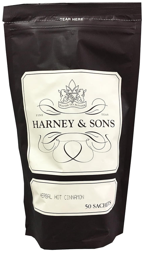 Harney and Sons Herbal Hot Cinnamon | 50 Sachets of Black Tea with Orange Peel, Clove, and Cinnamon...