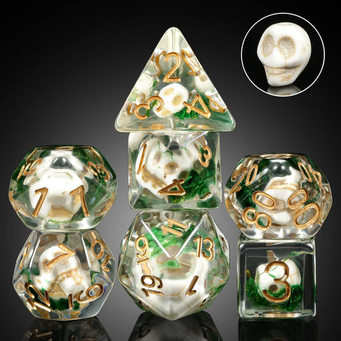 Skull DND Dice, DNDND 7PCS Resin Dice Set with Velvet Pouch for Dungeons and Dragons D&D Role Playing Games and Tabletop Games ?Skull...