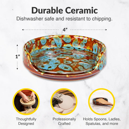 Elevated Lifestyle Ceramic Spoon Rest – Decorative Serving Spoon Holder for Kitchen Counter & Stove Top, Cooking Spoon & Ladle Holder, Ideal Coffe...