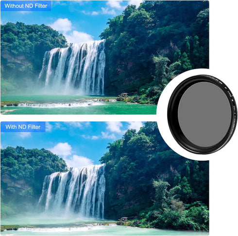 PULUZ 52mm UV?ND2-400 Lens Filter Adjustable Neutral Density Filter for GoPro Hero11 / Hero11 Black Mini / HERO10 / HERO9 with Adapter Ring and Le...