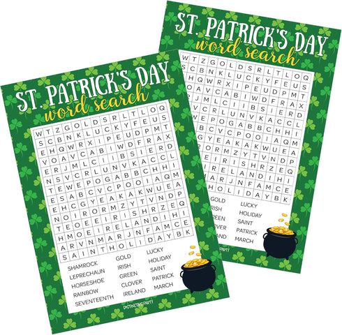 DISTINCTIVS St. Patrick's Day Word Search Classroom Party Game - 25 Player Cards...
