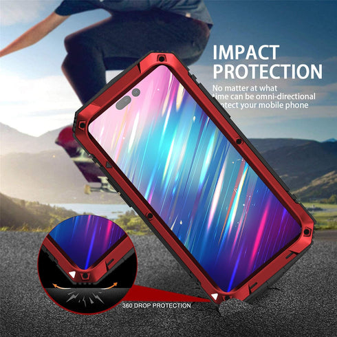 iPhone 14 Pro Max Metal Bumper Silicone Case iPhone 14 Pro Max Case with Stand Built-in Screen Protector Gorilla Glass Hybrid Military Shockproof ...