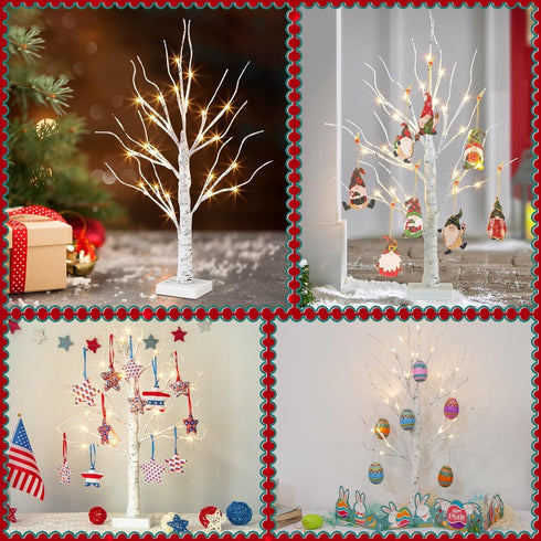 Vanthylit Lighted Tree, White Birch Tree with LED Lights, Prelit Artificial Tree with Timer, Centerpiece Tree Light for Christmas Decorations, Lig...