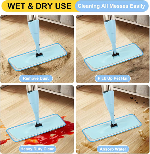 18 inch Reusable Mop Pads Microfiber Spray Mop Replacement Heads for Wet/Dry Mops Compatible with Bona Floor Care System (5 Pack)...