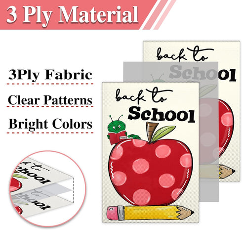 Welcome Back to School Garden Flag 12x18 Inch 3ply Double Sided Love Heart Apple School First Day Garden Flags for Outside House Indoor Yard Outdo...