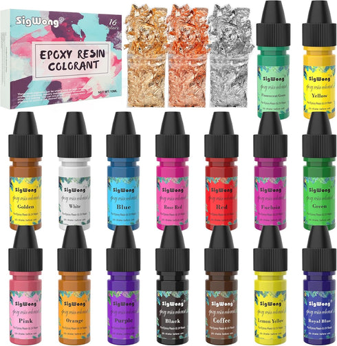 Epoxy Resin Pigment - 16 Colors Translucent Resin Colorant, Highly Concentrated Resin Dye for DIY Jewelry Making, AB Resin Coloring - 10ml...