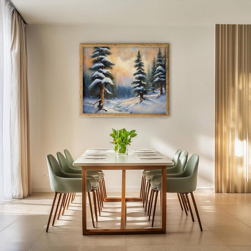 Posterizer 1 pcs-snowy jungle in winter in oil painting style-10-Landscape & Nature Art-Living Room Bedroom Decor- unframed wall art...