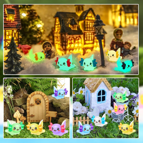 48 Pack Mini Resin Axolotl Charms, Mini Resin Axolotl for Miniature Dollhouse Decor, Tiny Animal Figures DIY Garden Aquarium Potted Micro Landscap...