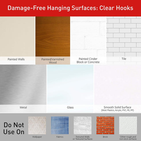 Medium Clear Hooks, 9 Refill Strips, 9 Count...