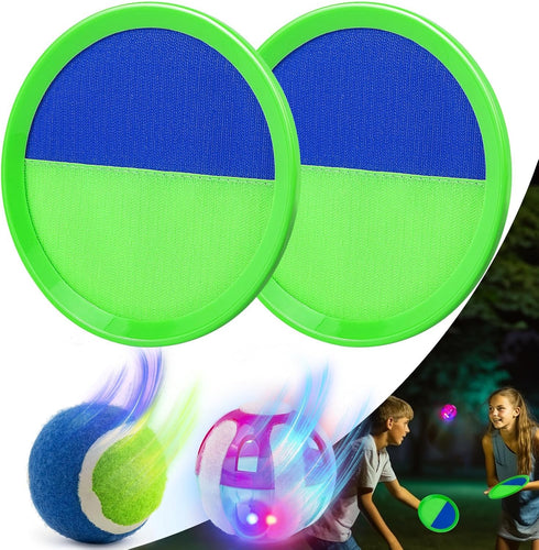 Kids Toys - Glow in The Dark Outdoor Games, Beach Toys, Toss and Catch Ball Set with Light Up Ball, Outdoor Toys for Kids Ages 4-8, LED Toys for K...