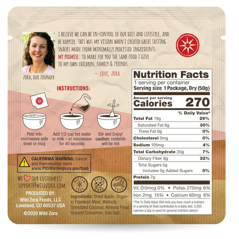 Wild Zora Instant Grain-Free Hot Cereal - Tasty Paleo Friendly Cereals, Instant Hot Meal, Breakfast to Go, Oatmeal Substitute, No Added Sugar, Gra...