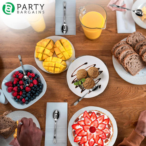 Party Bargains Disposable Upscale Collection Tea Spoons, 40 Count, Silver, Plastic Flatware Cutlery Utensils, Excellent for Birthdays, Parties, Bu...