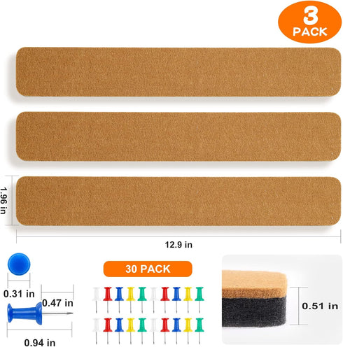 Felt Bulletin Board Corkboard Strips for Walls 3pack...