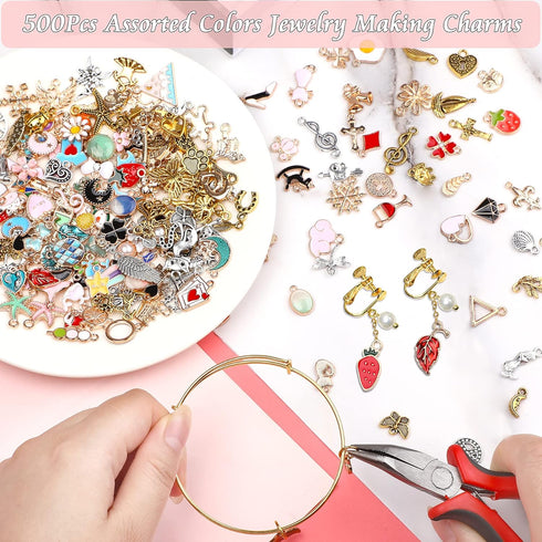 SANNIX 500Pcs Charms Bulk Wholesale Assorted Gold Plated Enamel Pendants Earring for Bracelet Necklace DIY Jewelry Making Craft Supplies...