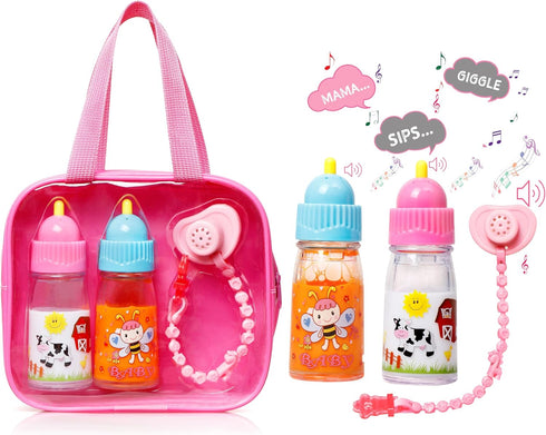 My Sweet Baby Disappearing Doll Feeding Set® | Talking Magic Bottles with Squeaking Tips. Sips and Giggles - Include 2 Doll Bottles with Disappear...