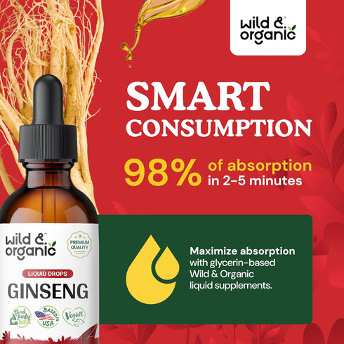 Ginseng Tincture - Korean Red Panax Ginseng Extract Liquid - Immune Support Drops w/Korean Red Ginseng - Alcohol-Free Red Ginseng Liquid for Immun...