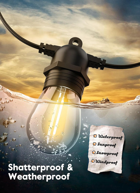 Minetom LED S14 Replacement Light Bulbs, 15 Pack Shatterproof Light Bulbs Equivalent to 11 W, E26 E27 Regular Medium Screw Base for Outdoor Home L...