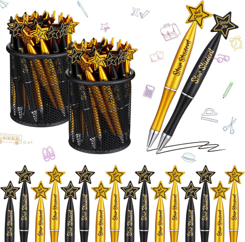 64 Pcs Star Student Pens Reward Ballpoint Pens Teacher Appreciation Gifts Black Inspirational Pens for Star Students Awards of the Week, School Cl...