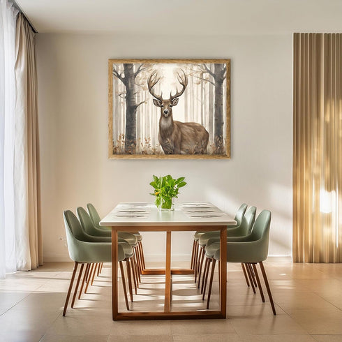 Posterizer 1 pcs- A deer standing in a foggy jungle-Art for Animal Lovers-Landscape & Nature Art- Gift for Men Women Teens-decor for Bedroom, Offi...