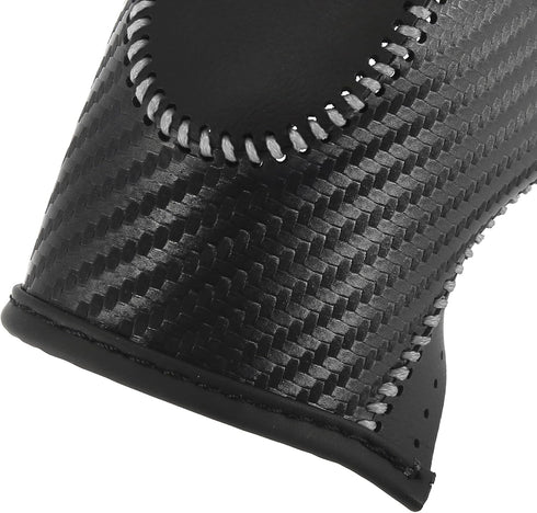 X AUTOHAUX Car Faux Leather Gear Shift Knob Cover for Ford Focus Escape Fusion Fiesta Transit Van Carbon Fiber Pattern Gray Line...