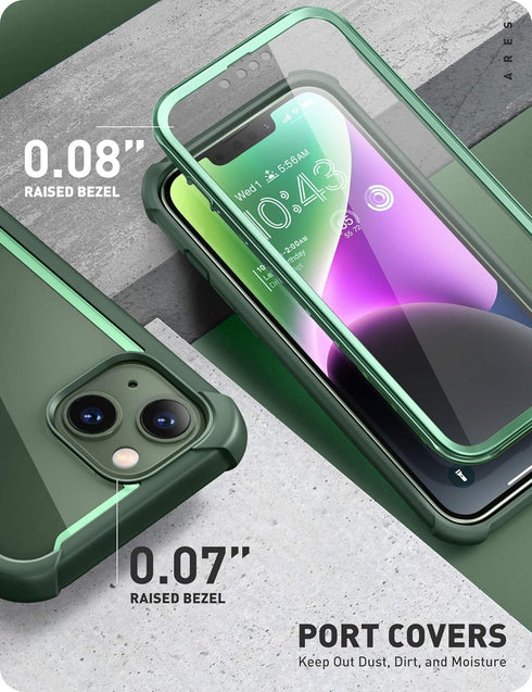 i-Blason iPhone 14 (2022) / iPhone 13 (2021) 6.1 Inch Case with Built-in Screen Protector, Transparent Back, Shockproof Airbags Bumper [Ares Serie...
