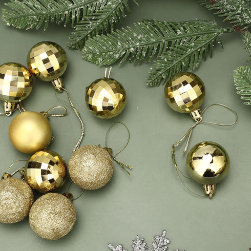 Aitsite 24ct Christmas Tree Ornaments Set 1.57 inches Mini Shatterproof Holiday Ornaments Balls for Christmas Decorations (Gold)...