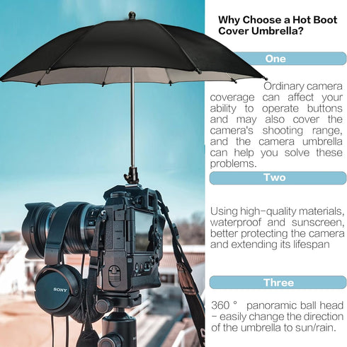 Camera Hot Shoe Umbrella?Camera Rain Umbrella Sunshade?Protects Camera from Rain,Bird Drop,Strong Sunlight,Snow?Waterproof Camera Accessory with S...
