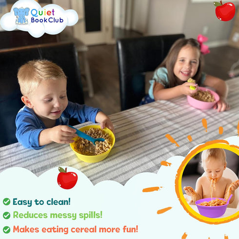 Cereal Bowls with Straws for Kids Bowls with Straw for Cereal Childrens Bowls with Straw Built in for Kids Plastic Straw Bowls for Toddlers Dishwa...