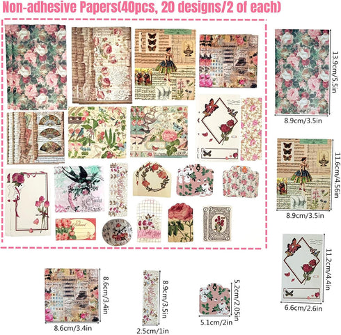 100 PCS Vintage Ephemera Pack Journaling Scrapbooking Supplies Scrapbook Sticker Paper Kit for Bullet Junk Journal Planners Collage Craft Notebook...