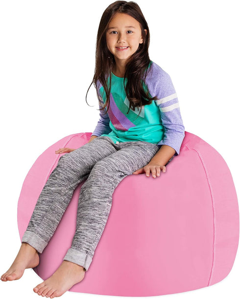 Posh Stuffable Kids Stuffed Animal Storage Bean Bag Chair Cover - Childrens Toy Organizer, Large 38" - Solid Pink...
