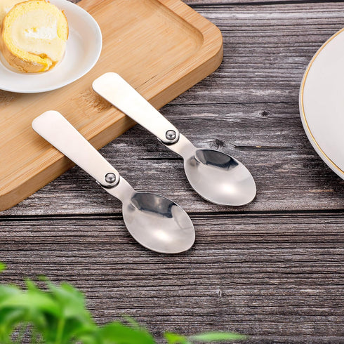 2pcs Replacement Spoons Compatible with Thermos Funtainer 10oz Food Jar, 304 Stainless Steel Metal Folding Spoon Foldable Utensils Portable Spoon ...