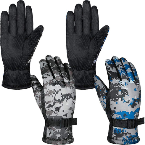 SATINIOR 2 Pairs Snow Gloves Adult Camouflage Ski Snow Mittens Winter Waterproof Snowboard Glove with Adjustable Buckle...