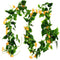AirSun Artificial Morning Glory Flower Vines, 2pcs 15Feet Hanging Plants Silk Garland Fake Green Plant Home Garden Wall Fence Indoor Outdoor Weddi...