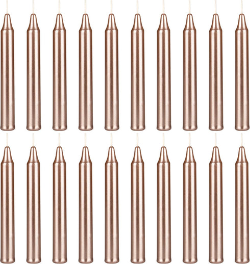 Mega Candles 20 pcs Unscented Rose Gold Exquisite Mini Taper Spell Candles, 4 Inch Tall x 1/2 Inch Diameter, Magic Chimes, Enchantment, Casting Ri...