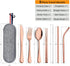 LIANYU 8-Piece Portable Utensils Set, Stainless Steel Copper Travel Silverware Set, Reusable Flatware Cutlery with Straws Chopsticks, Gray Case...