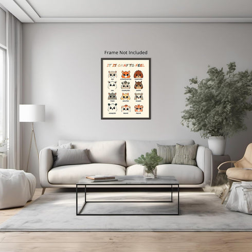 Posterizer 1 pcs-Mental Health-Emotions With Cute Animals-Kids Room Art- Gift for Daughter, Son, Kids-School and classroom art- unframed wall art...