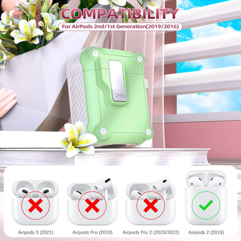 R-fun Compatible with AirPods 2nd Generation 2019,1st Gen 2016 Charging Case Cover, Full Drop Protection Auto Pop-Up Lid Compatible with Airpods C...