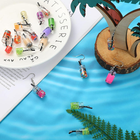 Hicarer 104 Pcs Milk Tea Charms Mini Colorful Bottle Charms Fruit Juice Pendant for DIY Jewelry Craft Earring Keychain...