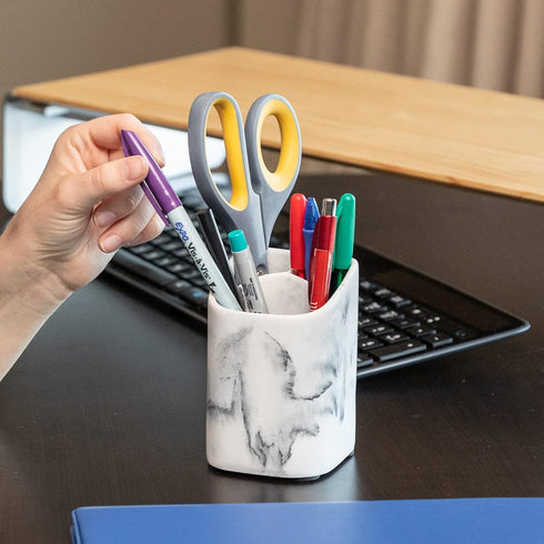ZCCZ Toothbrush Holder for Bathroom - Perfect Electric or Kids Toothbrush Organizer - Premium White Marble Bathroom Accessory for Modern and Styli...