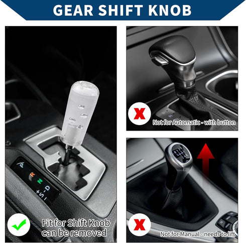 Shift Knob W/ 2 Adapter/Front Gear Shifter Knob for Automatic and Manual Vehicles/Faux Crystal Stick Shifter Lever Knob Acrylic 10cm / 1Set Clear...