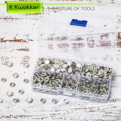 K Kwokker Pearl Snaps for Fabric w/Snap Pliers, Metal Snap Button Kit for Clothing, Shirts, Onesie, Romper, Denim Shirt, Bag DIY, Sewing Supplies,...