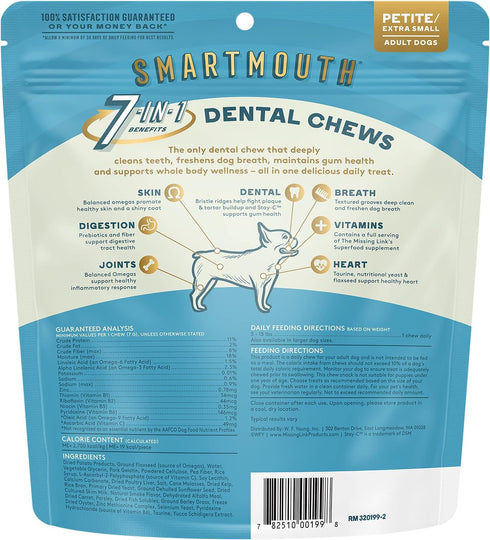 The Missing Link Smartmouth Vet Developed Dental Chew Treats, 7-in-1 Benefits: Healthy Teeth & Gums, Breath, Skin, Joints, Digestion, Heart, Immun...